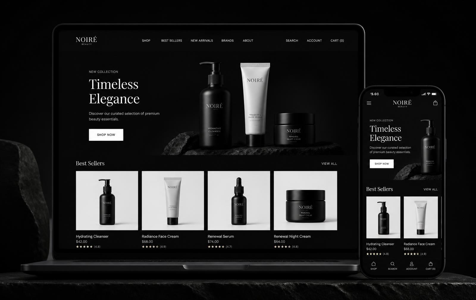 Preview of the LUNI STORE e-commerce website on laptop and mobile
